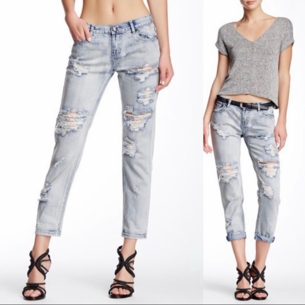 One Teaspoon Awesome Baggies Fiasco Distressed Low waist Roll ankle Easy Fit